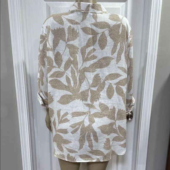 CHICO’S LINEN ETCHED LEAF TUNIC - Picture 6 of 8